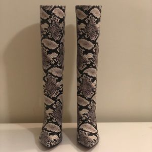 Jessica Buurman Snake Print Knee-High Boots